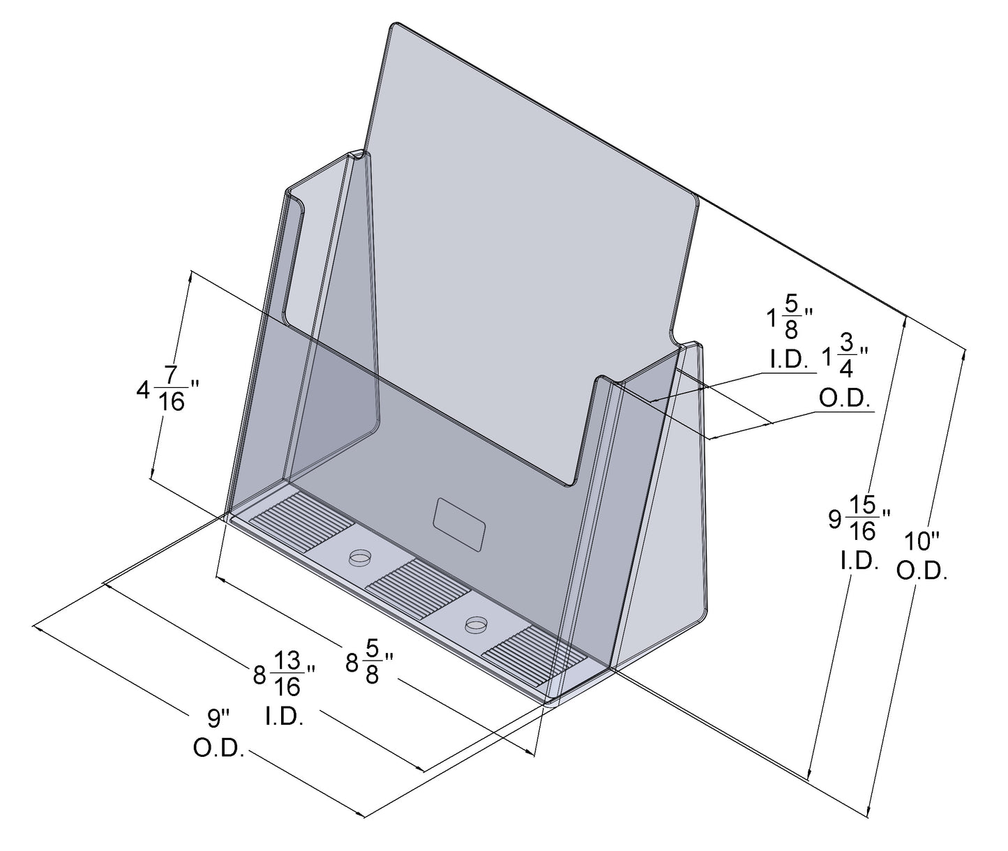 Countertop Brochure Holder for Full Sheet Literature