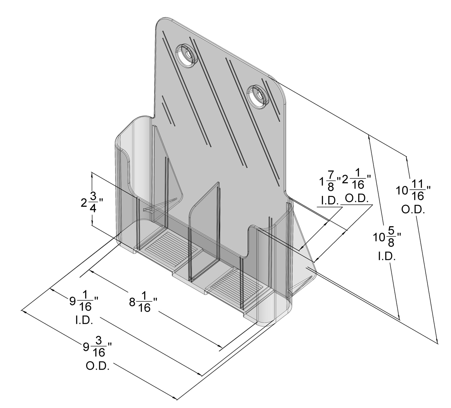 Countertop and Wall Mount Brochure Holder for Full Sheet or Trifold Literature