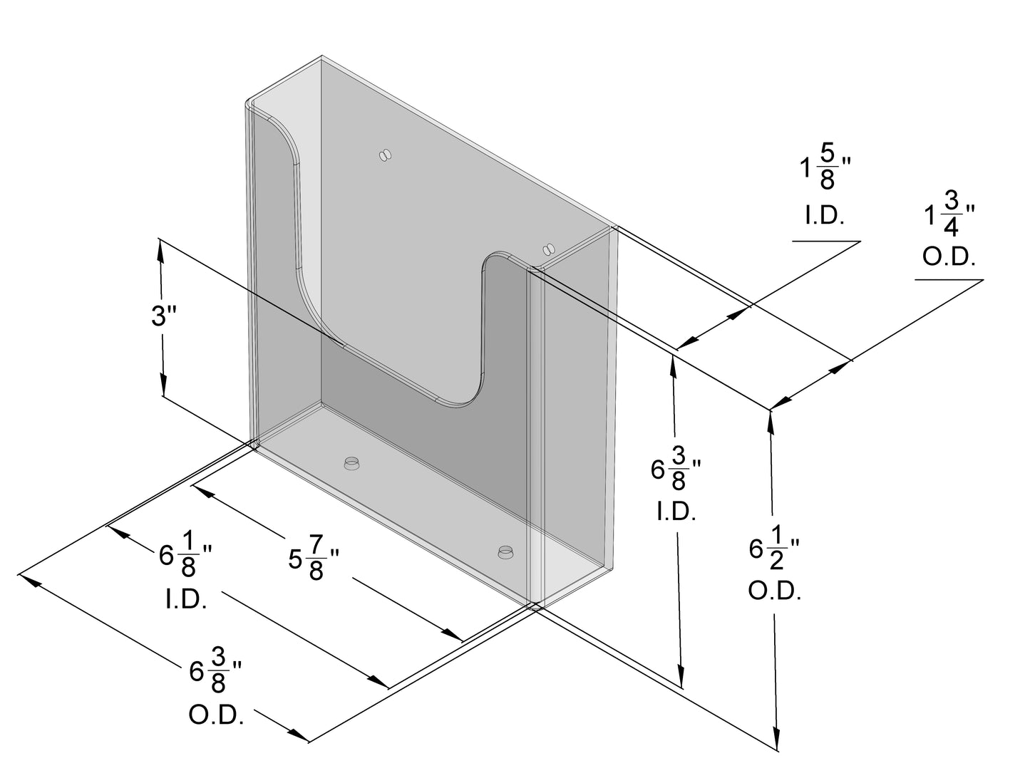 Wall Mount Brochure Holder for Literature up to 6"W