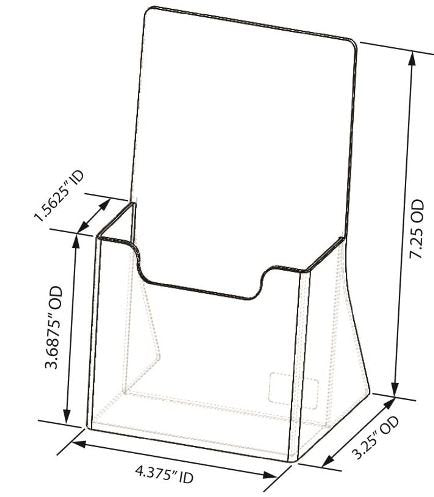 Clear Countertop Trifold Brochure. Holder for literature up to 4" wide.