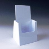White Countertop Trifold Brochure Holder for literature up to 4" wide.